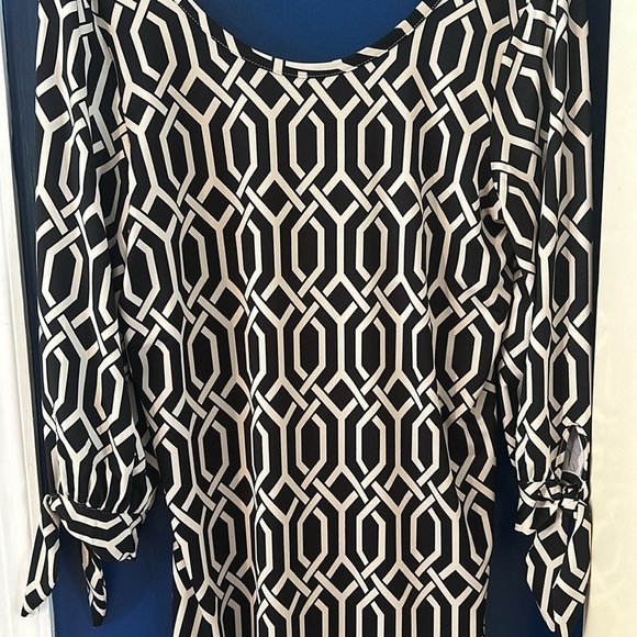 NWT Women’s Mud Pie Anderson Black/Pearl Lattice Dress Size Medium 8-10 - Picture 4 of 11